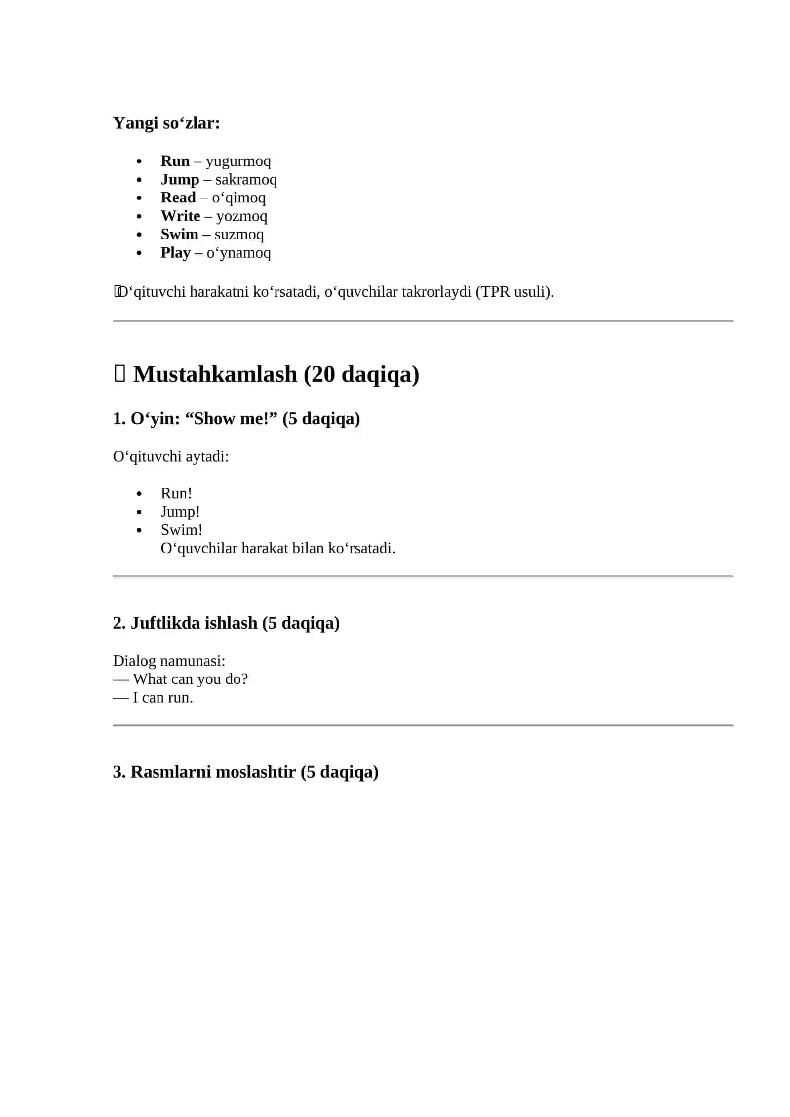 Activities (Harakatlar) 4