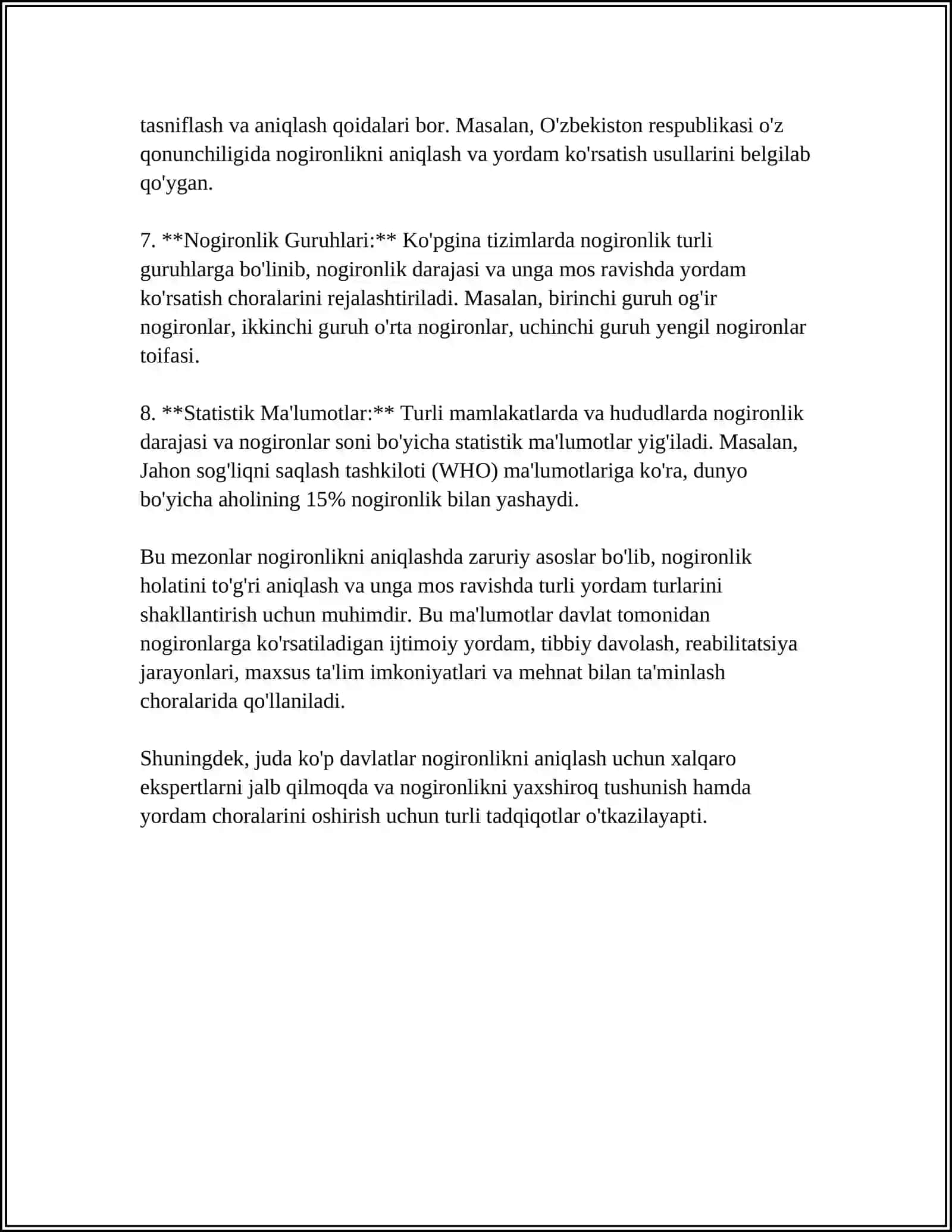 Nogironlikni aniqlash mezonlari 4
