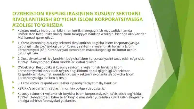 Xususiy sektor ni rivojlantirish Islom korporatsiyasi 4