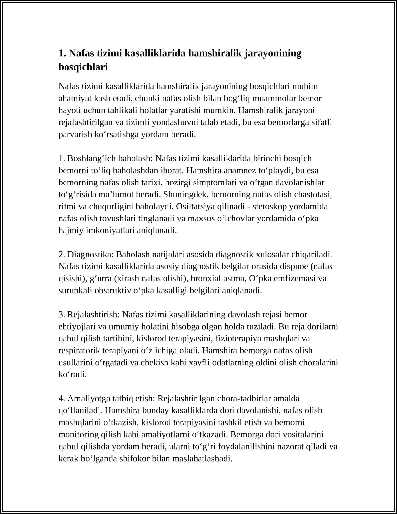 Nafas Tizimi Kasalliklarida Hamshirlik Jarayoni 4