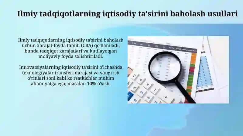 Ilmiy tadqiqotlarning iqtisodiy samaradorligi hisoblash 4