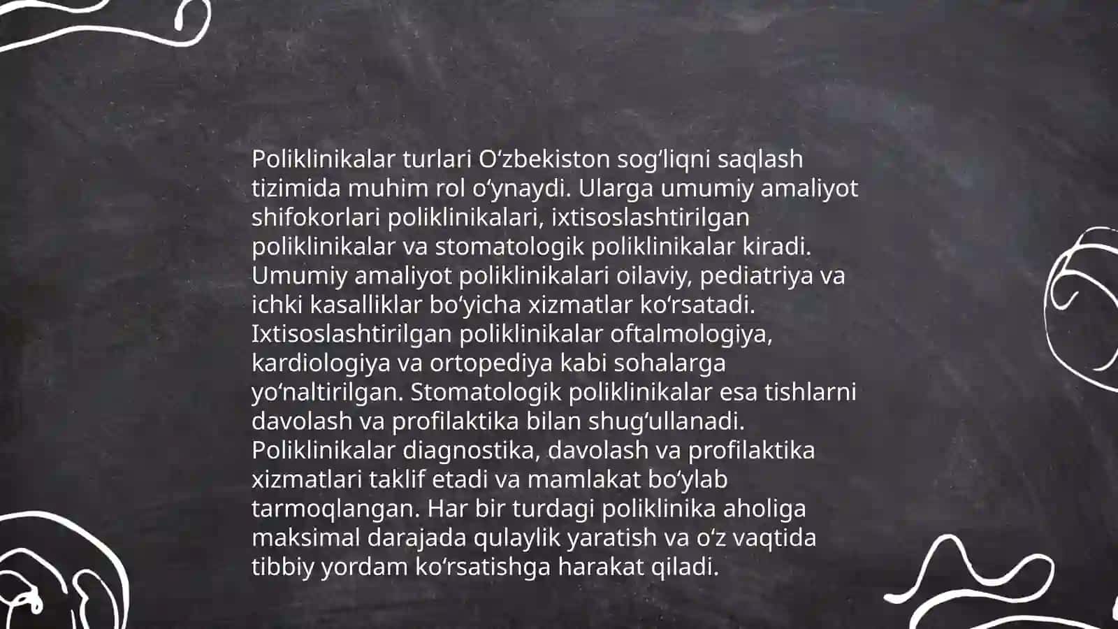 Shifo maskanlari, poliklinikalar tipologiyasini oʻrganish 4