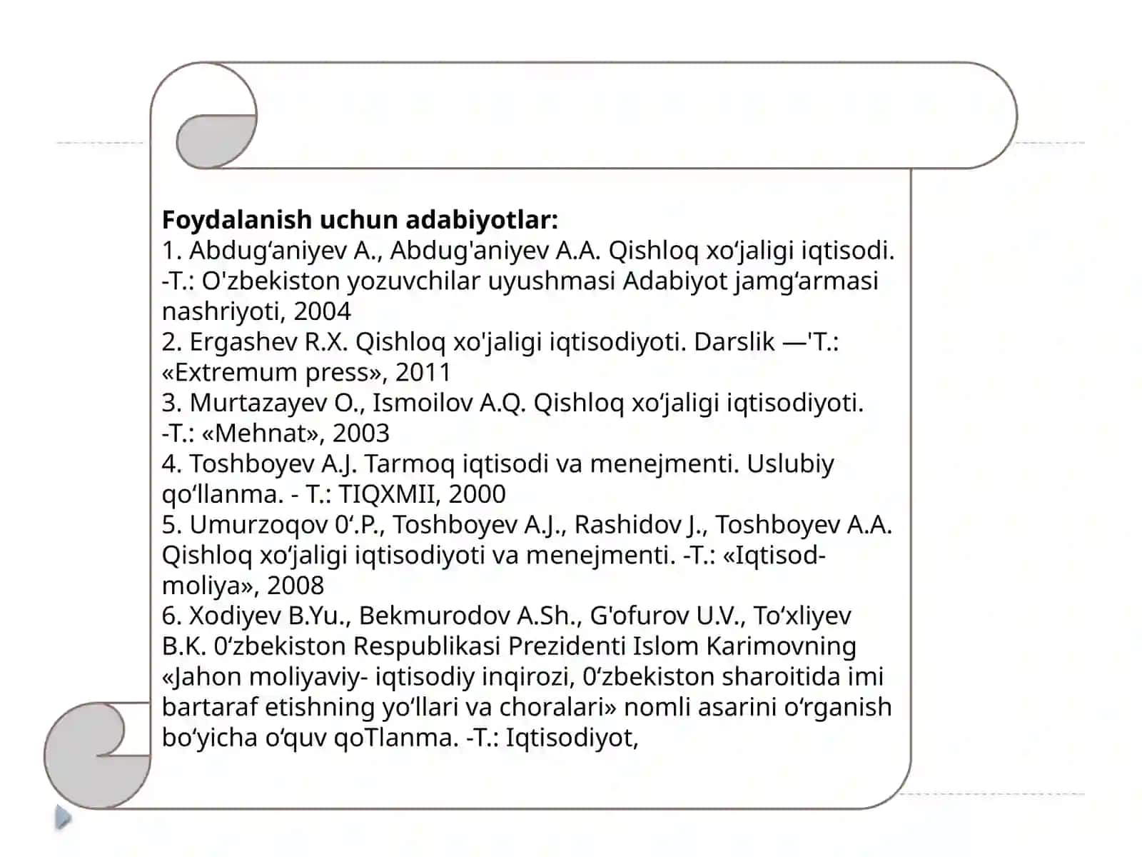 Qishloq xo‘jaligi iqtisodiyoti fanining predmeti, metodi va vazifalari 4