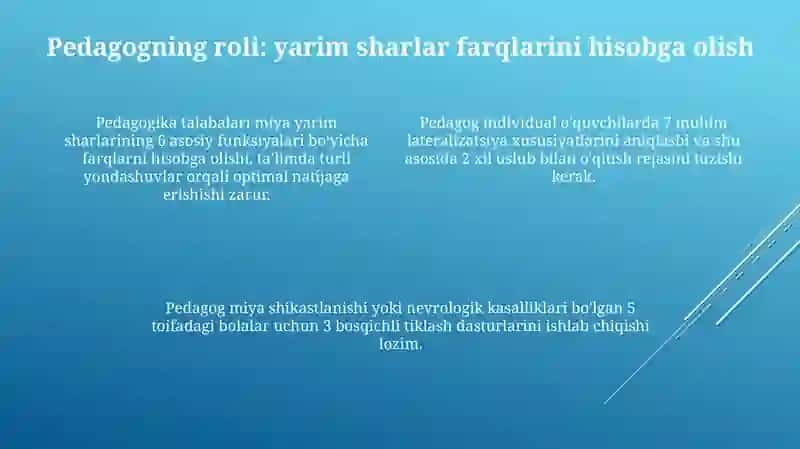 Miya yarimsharlari ming funksional tafavvutlari va uni hisobga olishda pedodogning roʻli 4