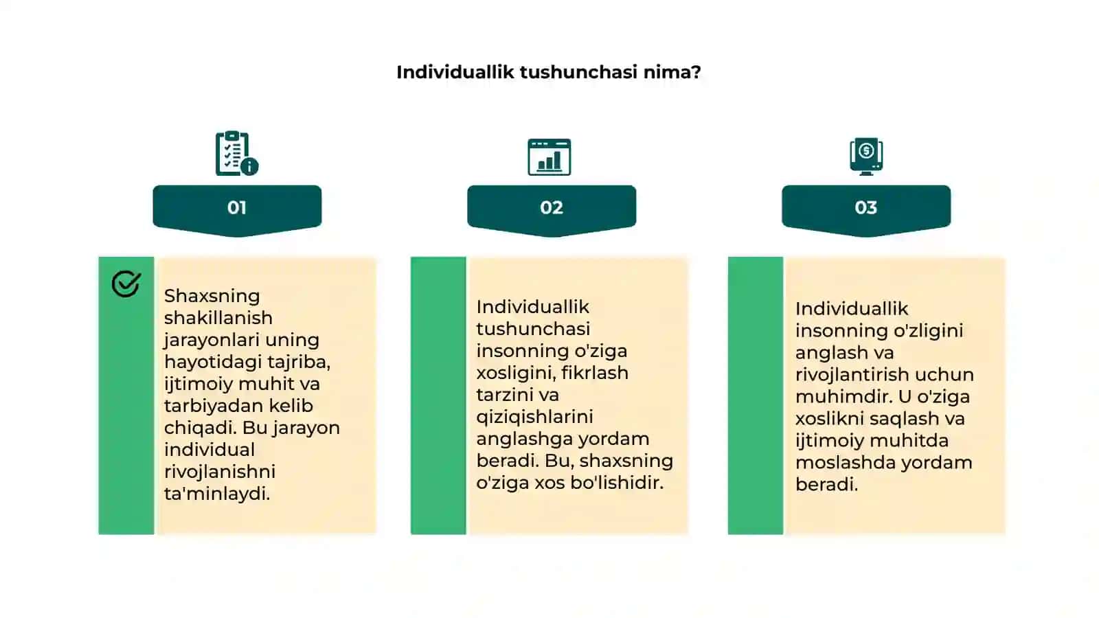 Shaxsning shakillanish jarayonlari. Individuallik tushunchasi 4