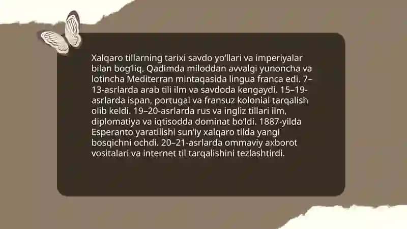 Millatlararo tillar.Xalqaro tillar.suniy tillar 4