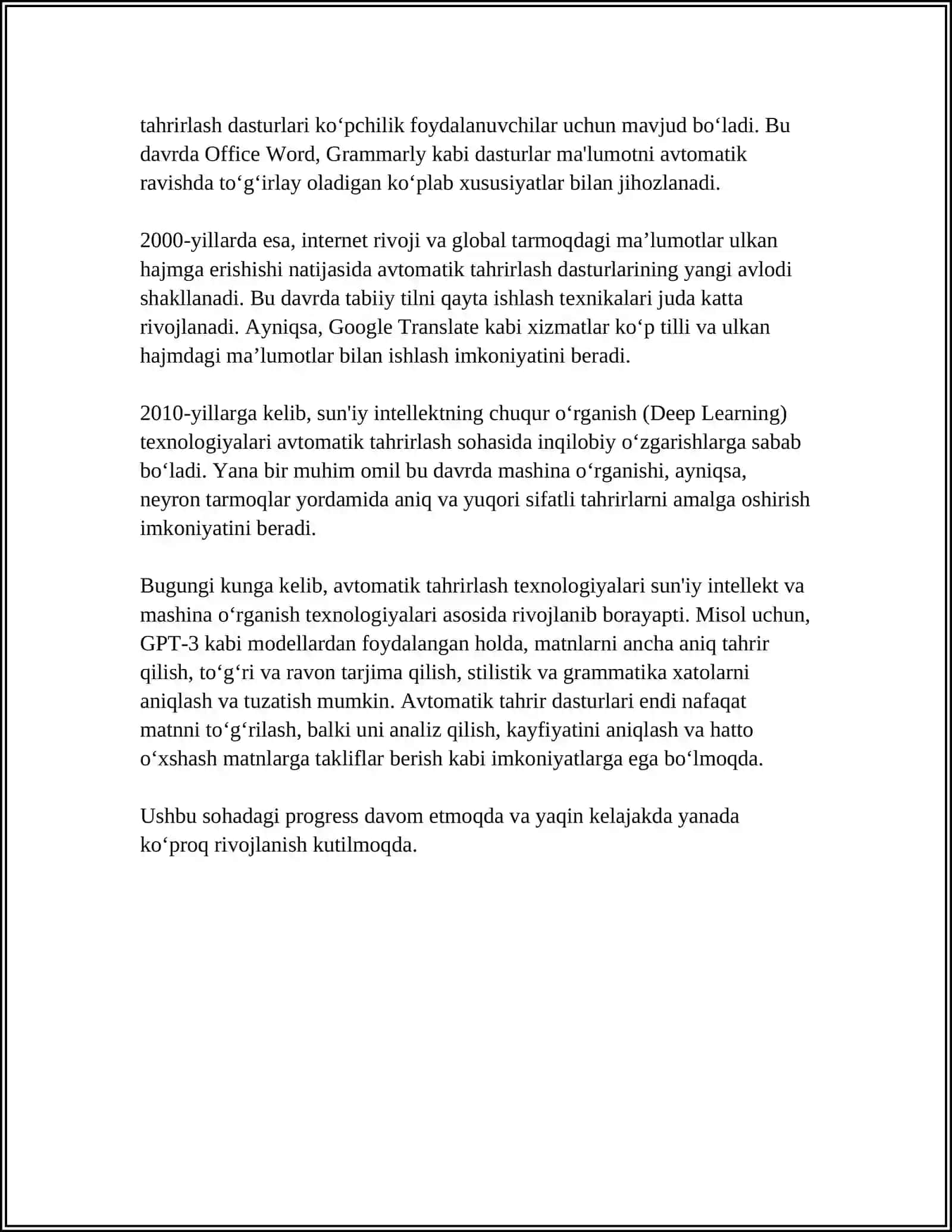 AVTOMATIK TAHRIR YO'NALISHINING VUJUDGA KELISHI, UNING DUNYO TILSHUNOSLIGIDAGI RIVOJI 4