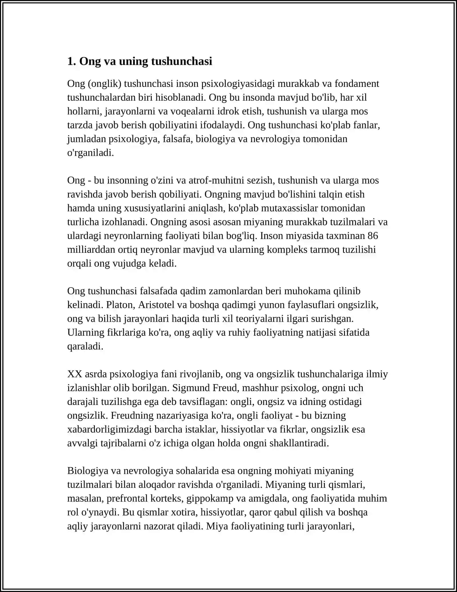 ONG TUZILMASI HAQIDA TUSHUNCHA.ODAM PSIXIKASINING PAYDO BOʻLISHI VA TARAQQIYOTI 4
