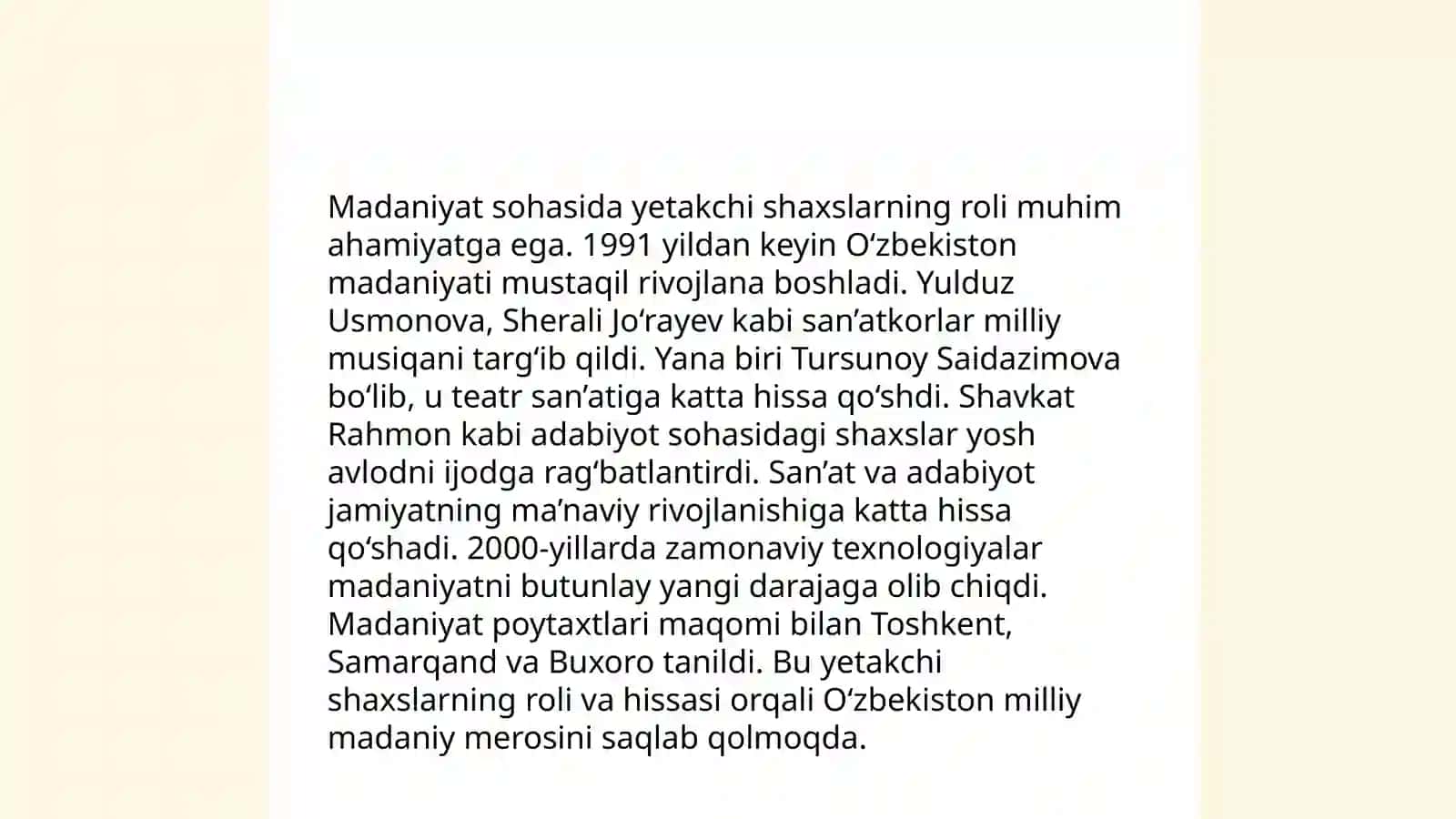 Davlat dasturlarini amalga oshirishda madaniyat va san'at vakillarini o'rni 4