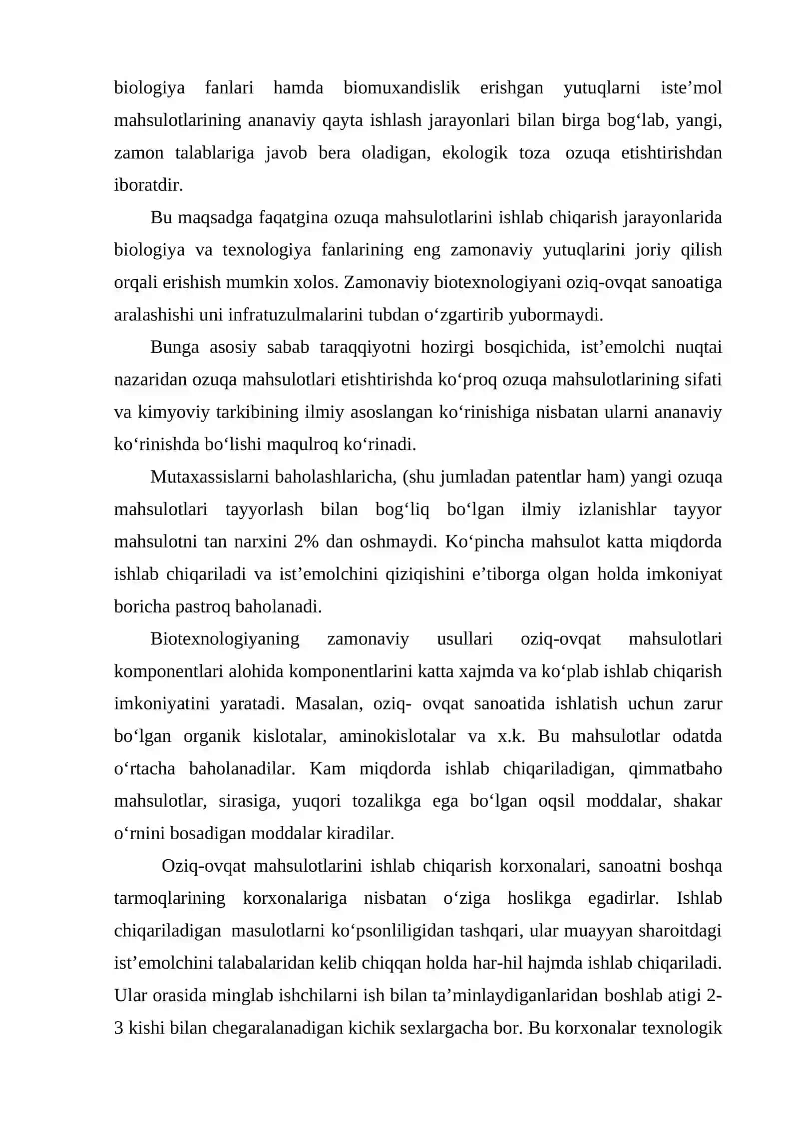 OZIQ-OVQAT VA OZUQA MAHSULOTLARI BIOTEXNOLOGIYASI FANING AHAMIYATI VA VAZIFALARI 4