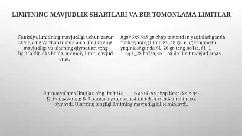Funksiyaning nuqtadagi limiti 4
