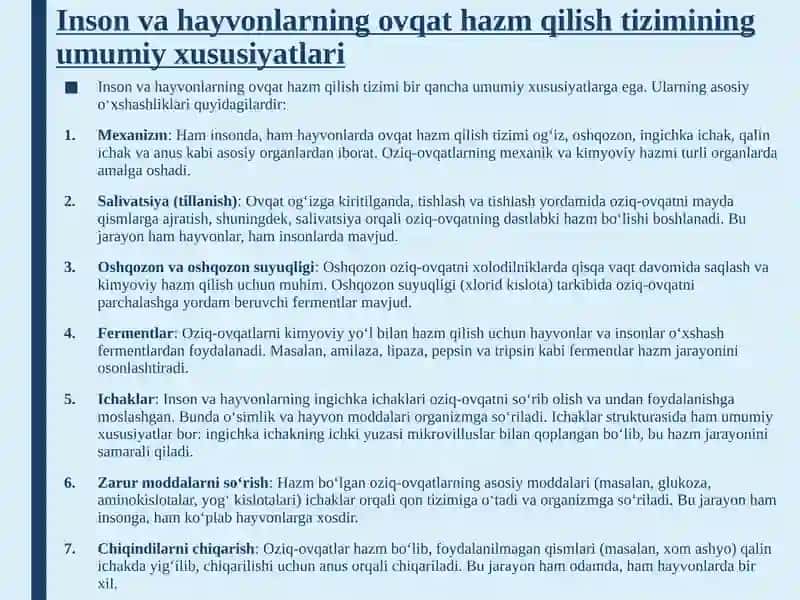 Odamlar va hayvonlarning ovqat hazm bo'lishi 4