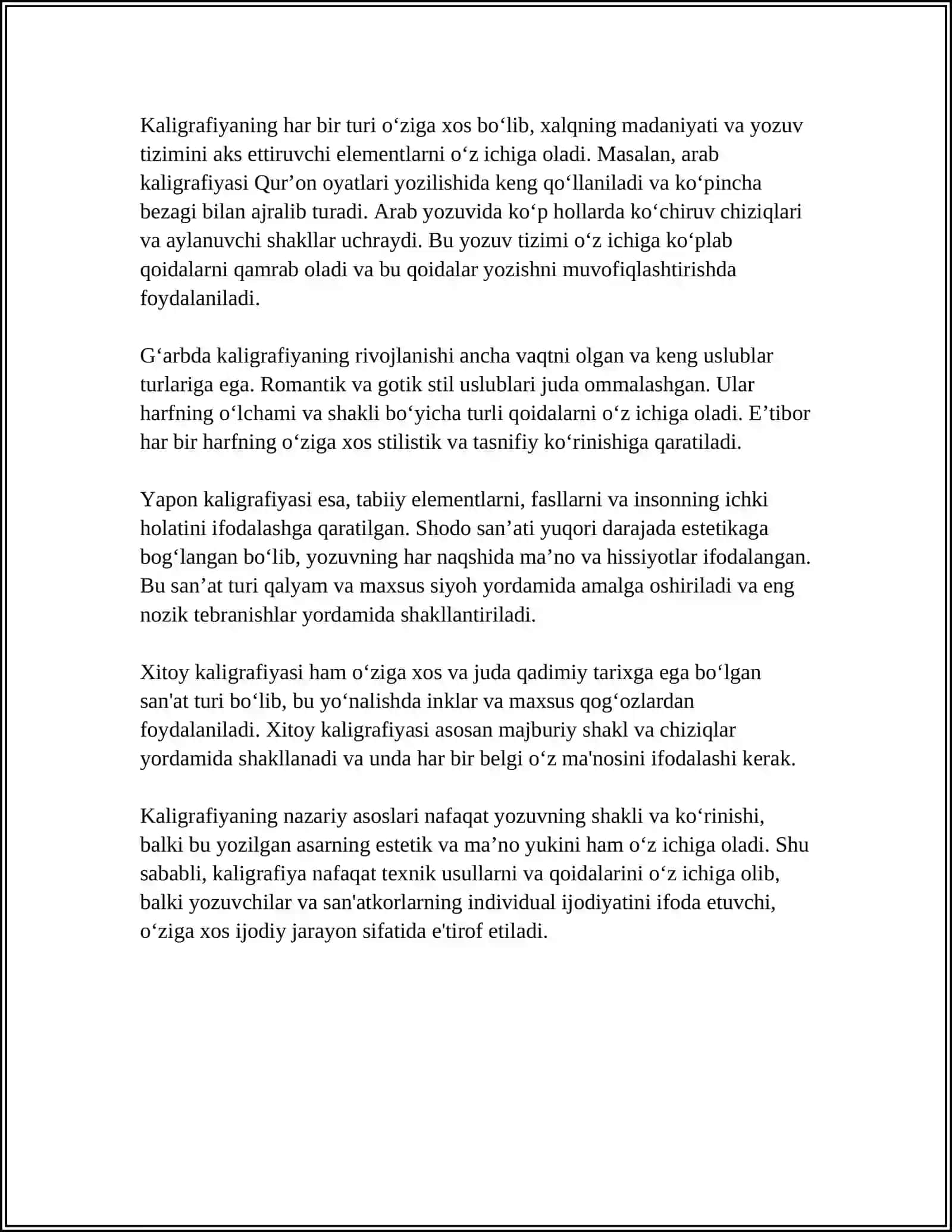 CHIROYLI YOZUV MALAKALARINI SHAKLLANTIRISH METODIKASI FANIGA OID ADABIYOTLAR TAHLILI 4
