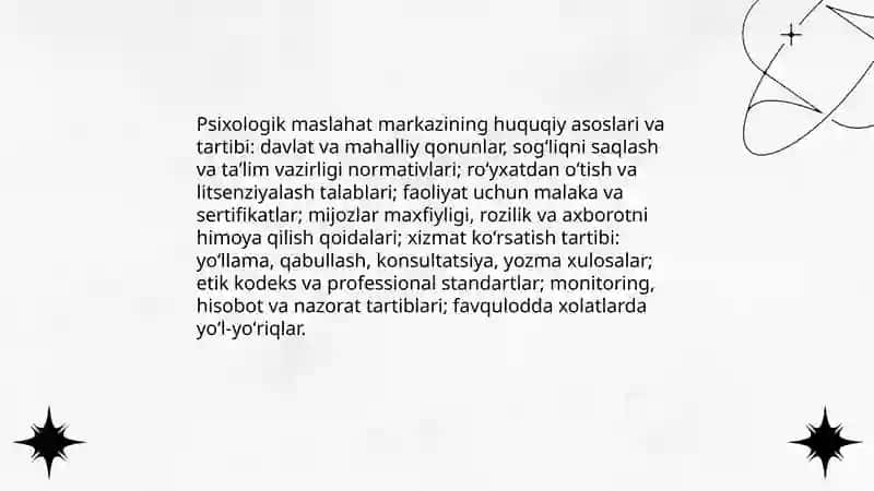 Psixologik maslahat ishlarini tashkil etish 4