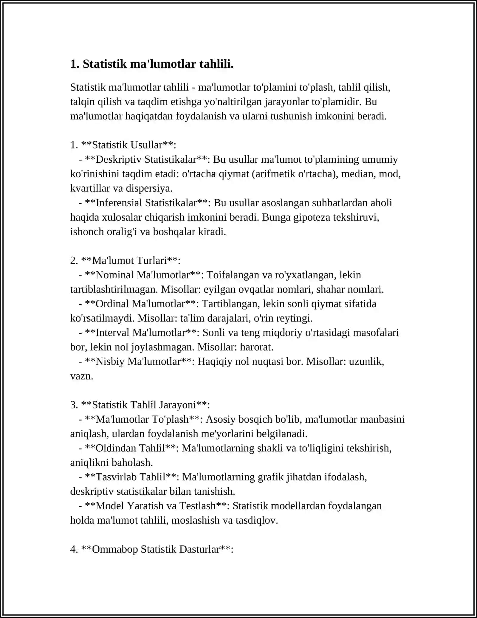 Statistik ma'lumotlar tahlili 4