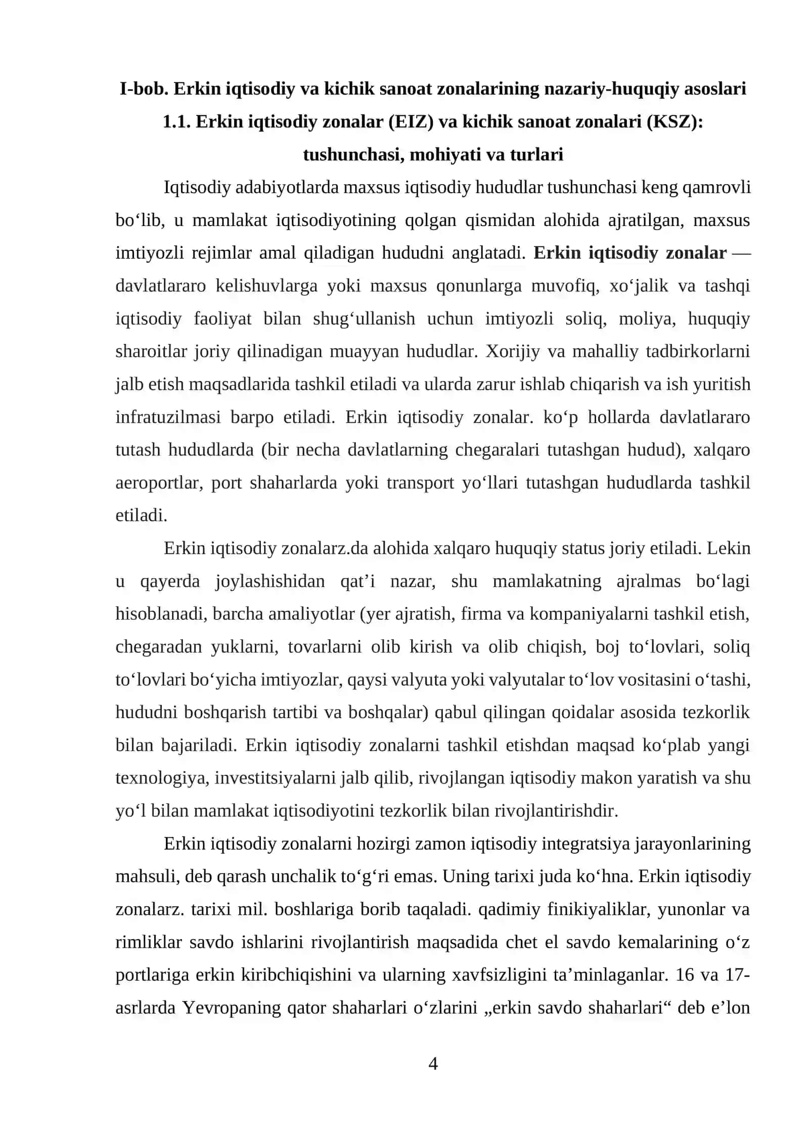 ERKIN IQTISODIY ZONALAR VA KICHIK SANOAT ZONALARIDA ISHLAB CHIQARISHNI TASHKIL ETISH ISTIQBOLLARI 4