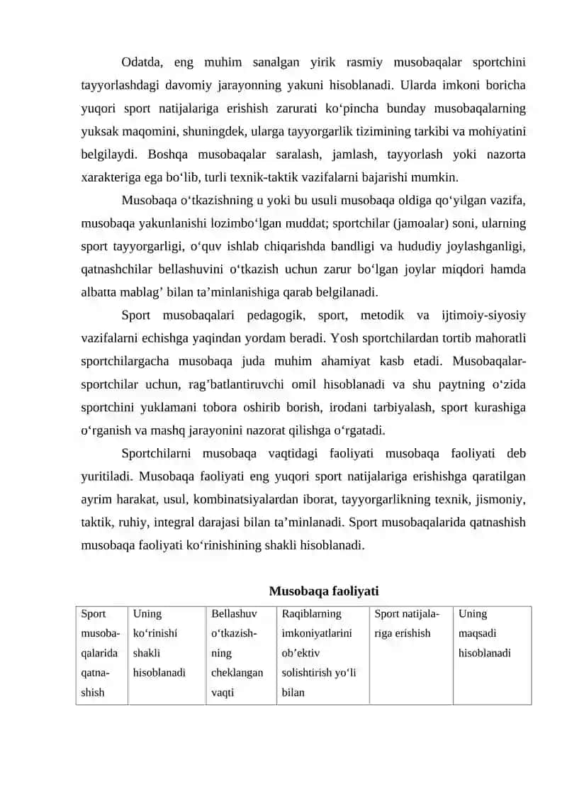 18-mavzu: Sport musobaqalari tizimi va sportda musobaqa faoliyatining o‘ziga xos xususiyatlari 4