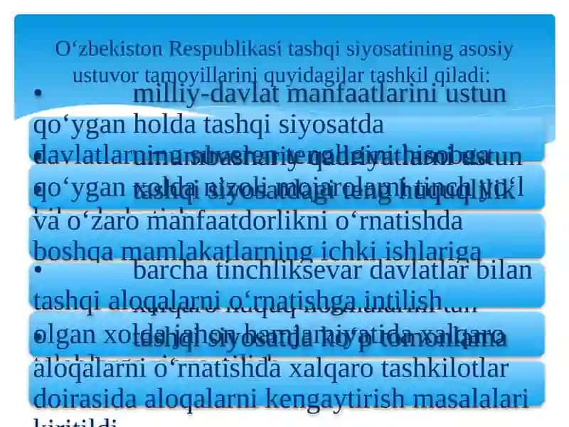 O‘zbekiston va jahon hamjamiyati. Yangi O‘zbekiston ijtimoiy-siyosiy, iqtisodiy va madaniy hayotida roʻy berayotgan oʻzgarishlarning xalqaro reyting va indekslarda aks etishi. 4