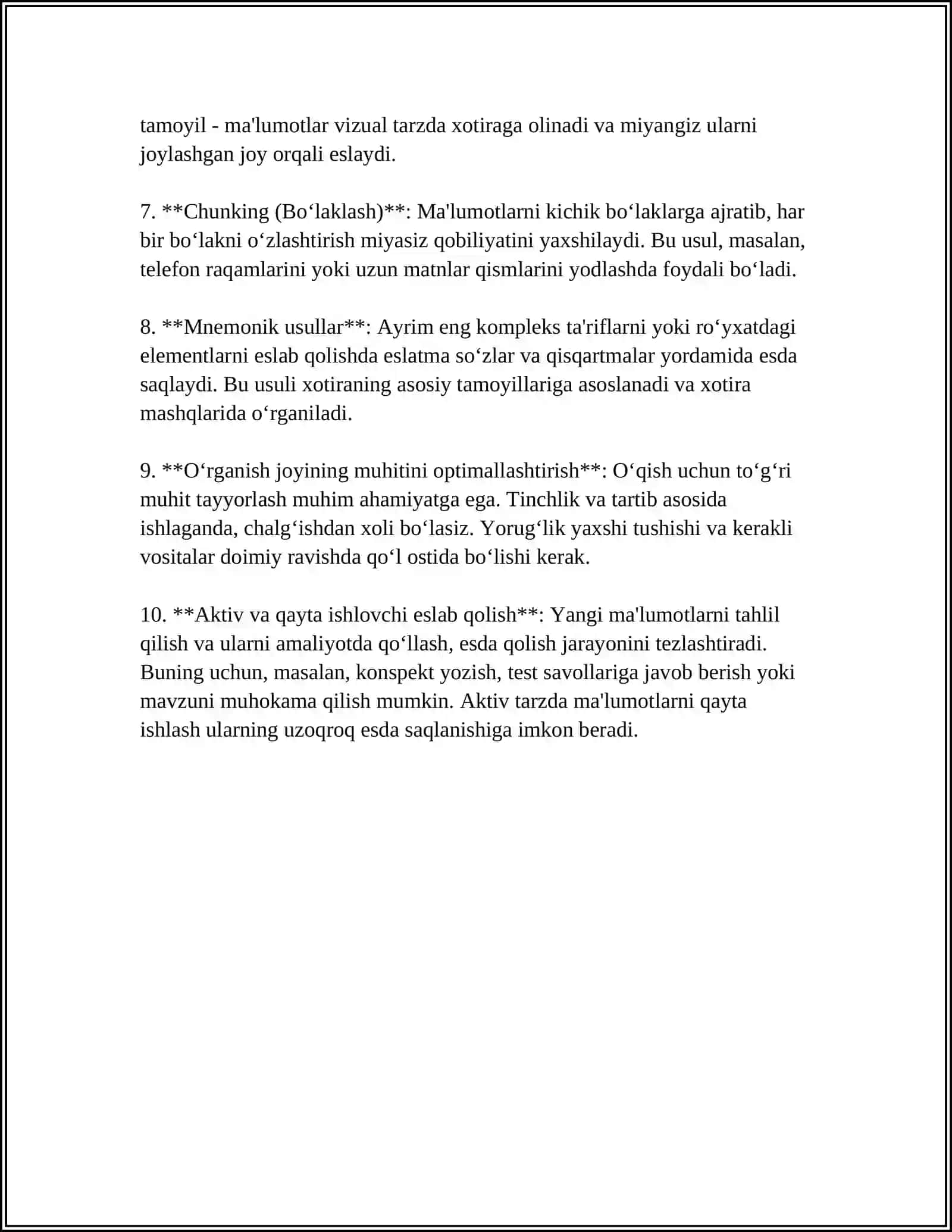 AKADEMIK KO‘NIKMALARNI RIVOJLANTIRISHYO‘LLARI. MAQOLA 10 LIST 4