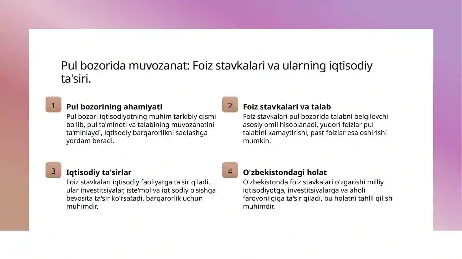 Pul bozorida muvozanat 4