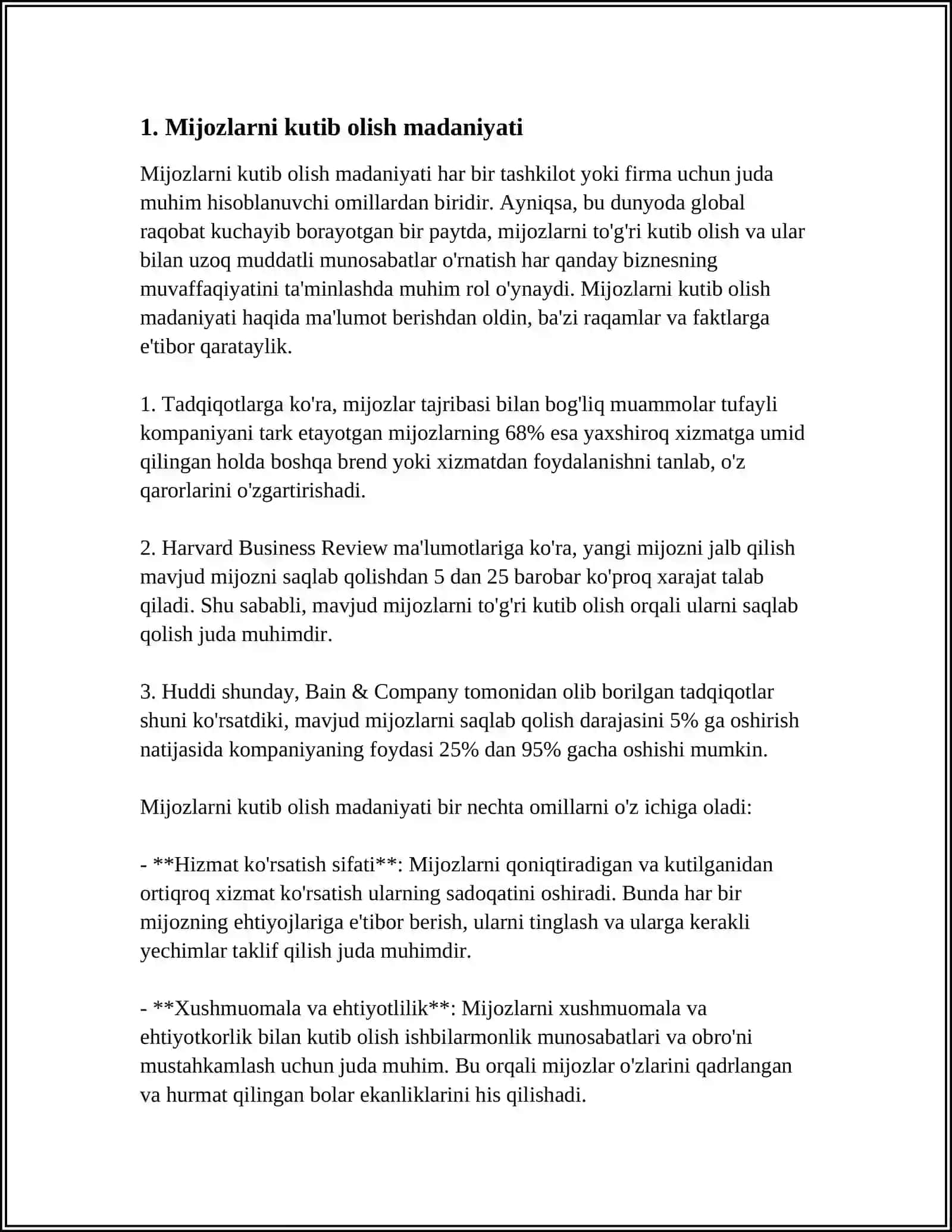 HAMKOR VA MIJOZLARDA YAXSHI TASUROT QOLDIRISH USULLARI VA TALABLARI 4