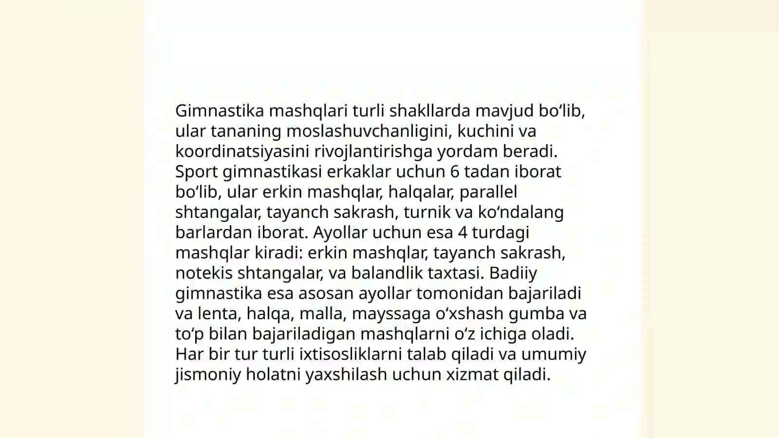 Ertalabki badan tarbiya mashg'ulotlari 4