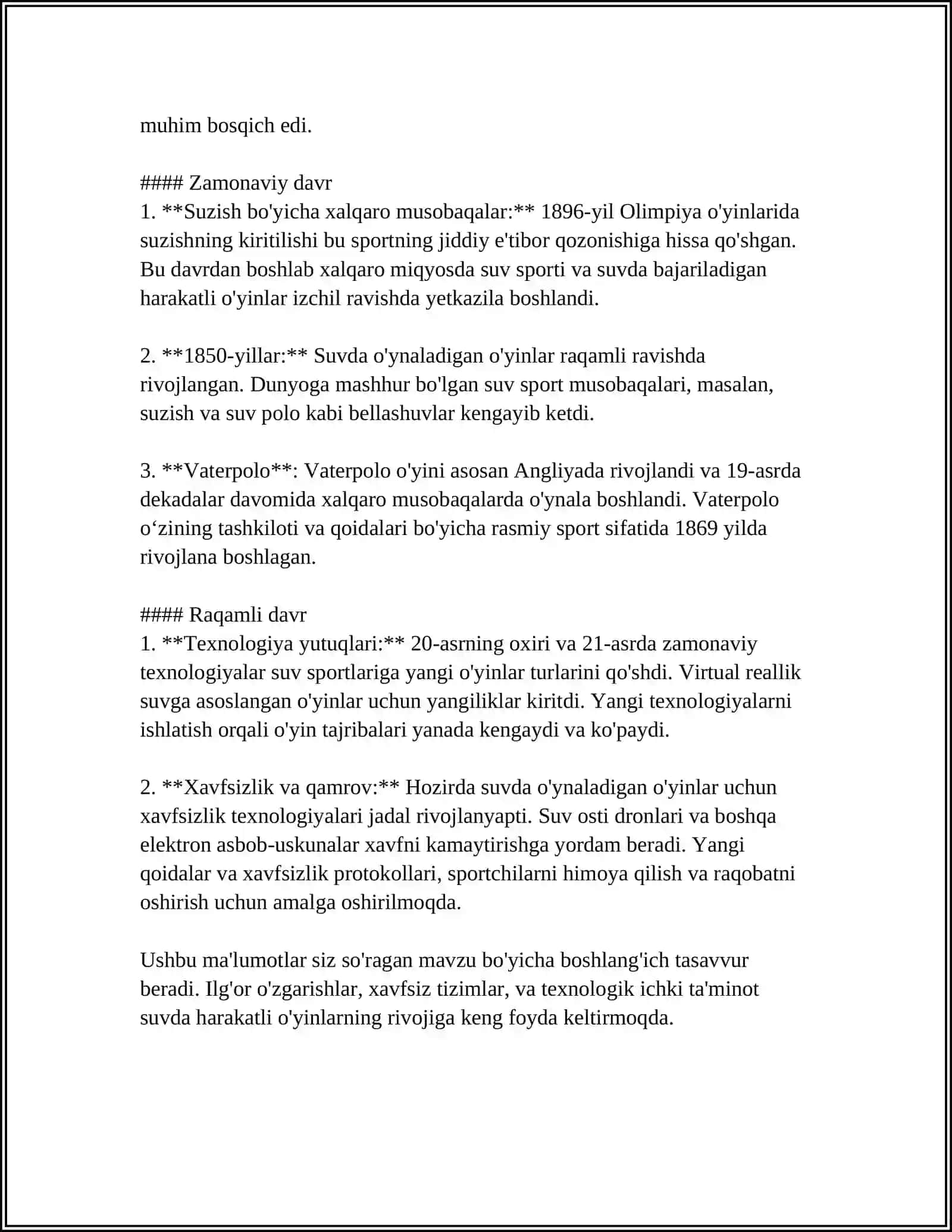 SUVDA ÔYNALDIGAN HARAKATLI ÔYINLARNING TARIXI 4