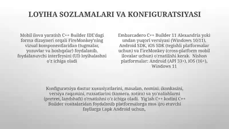 Embarcadiro c++ tilida mobil ilova yaratish 4