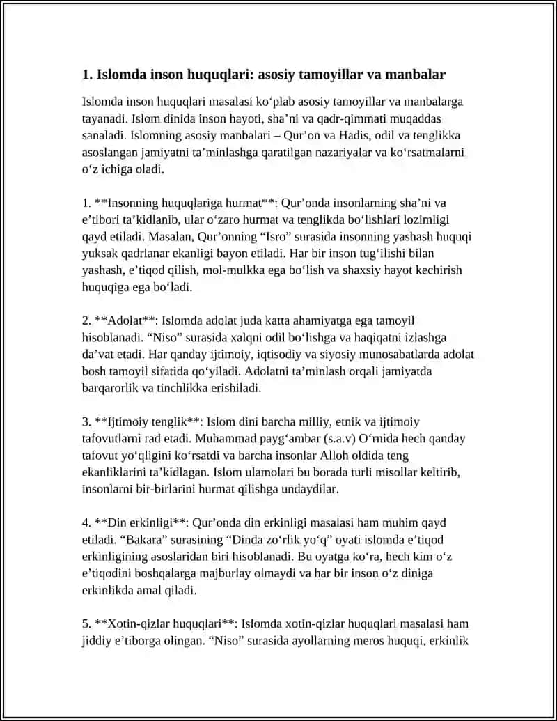 ISLOMDA INSON HUQUQLARI HIMOYASI IJTIMOIY TENGLIK ADOLAT VA TOLERANTIK 4