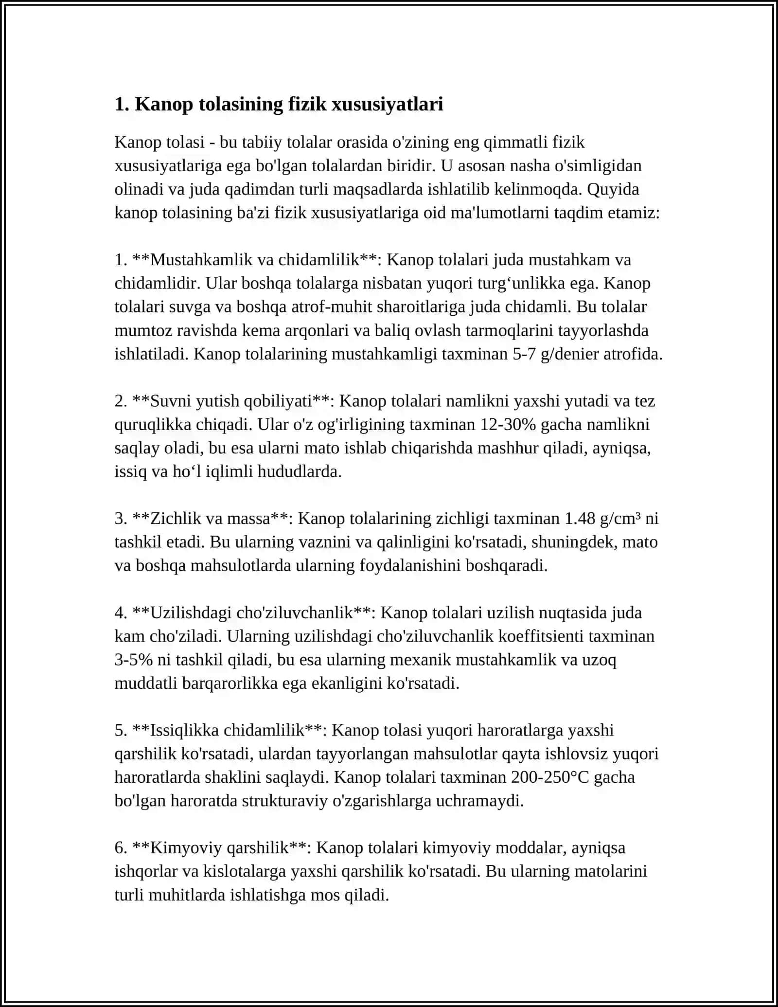 KANOP TOLASINING SIFATINI BELGILOVCHI STANDARTLAR 4