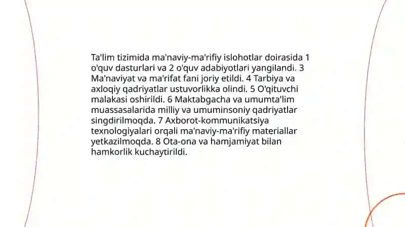 Yangi Oʻzbekistonda amalga oshirilayotgan ma'naviy oʻzgarishlar 4