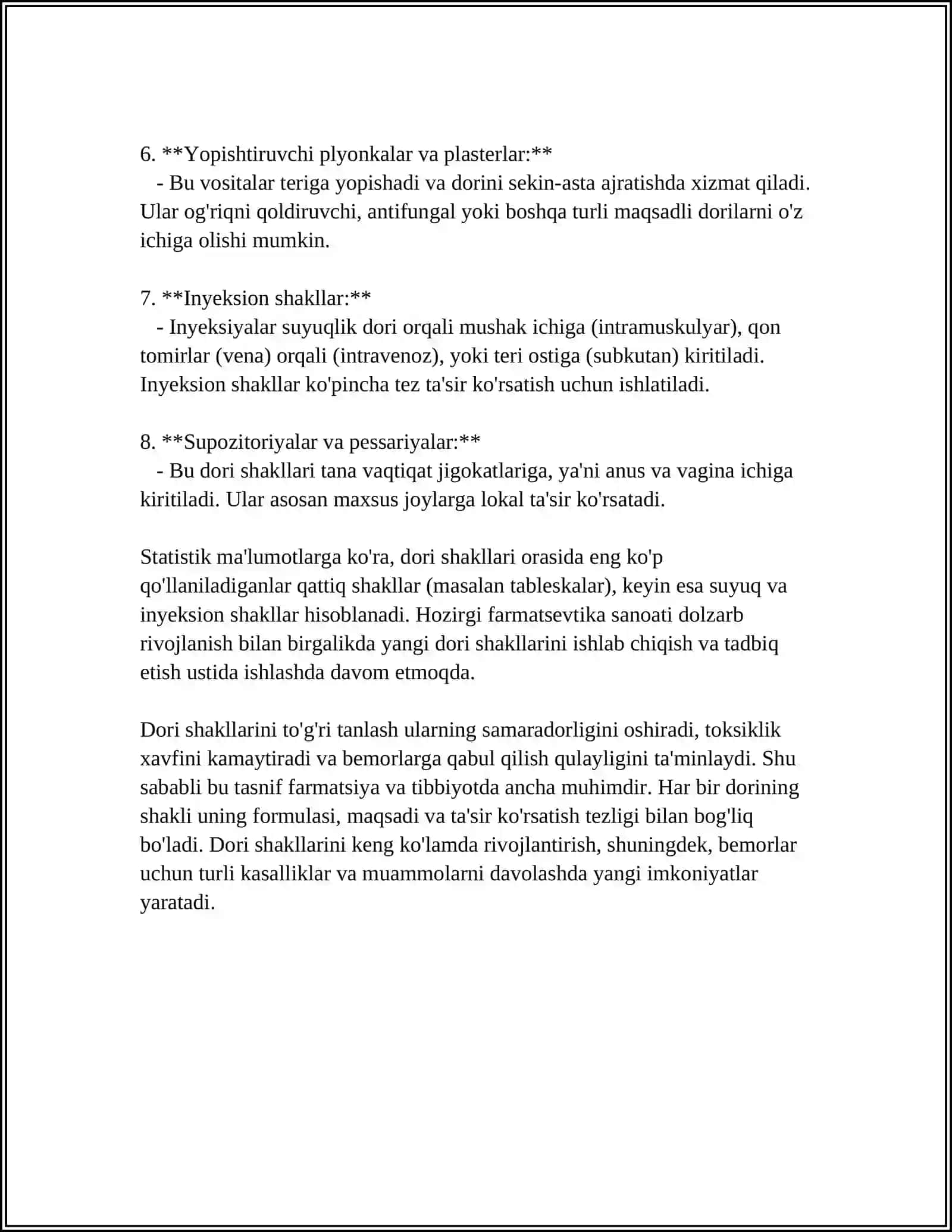 DORI SHAKLLARI VA TIBBIYOTDA QO'LLANILISHI 4