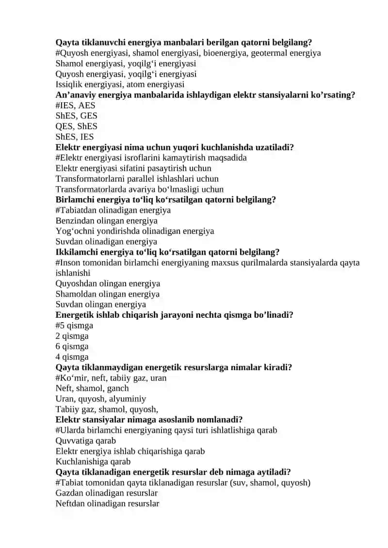 O‘zbekistonda issiqlik va elektr energiyasining ulushi (6-izoh) 4