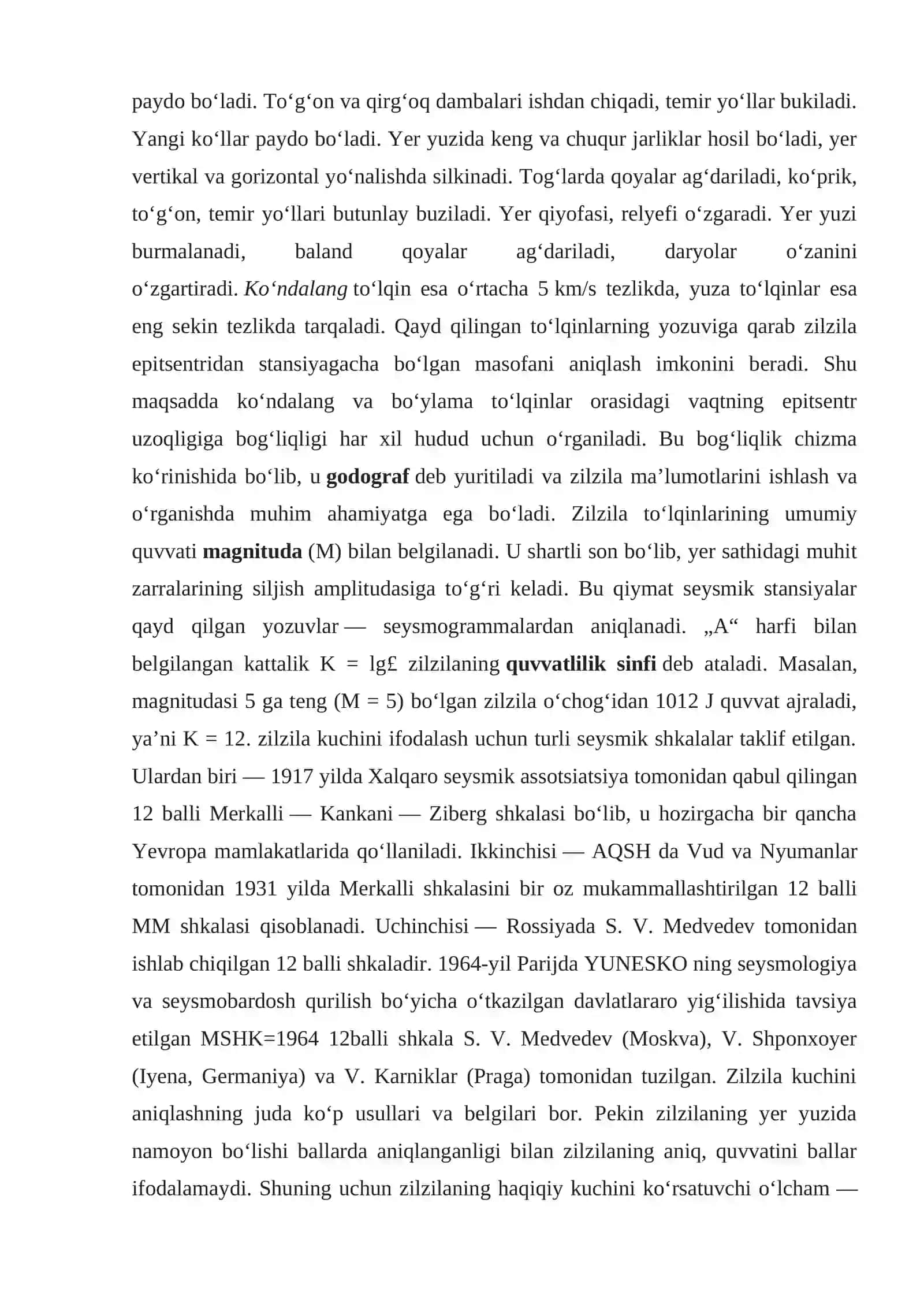 ZILZILANING SODIR BO'LISH VAQTI 4