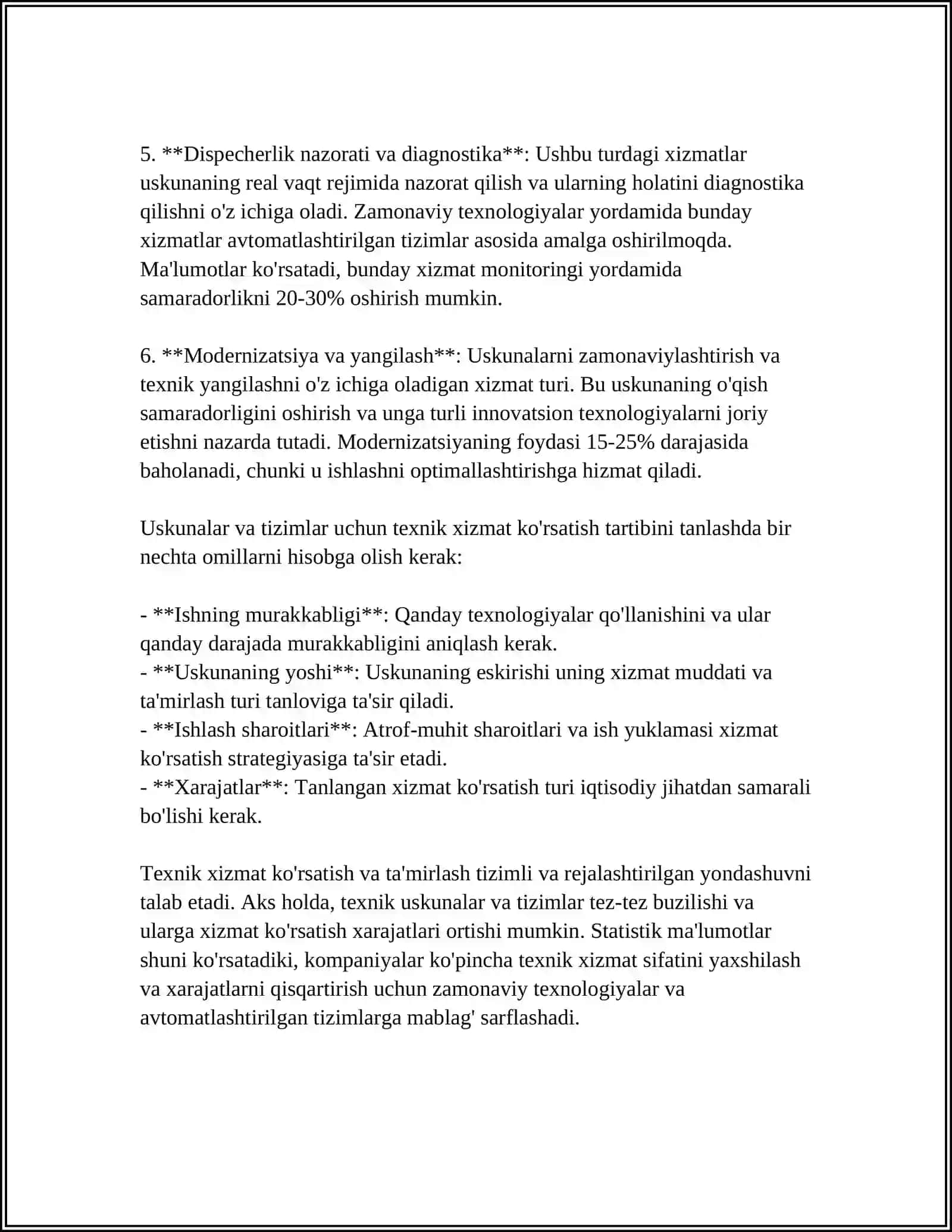 MAHSULOTLARNING TO‘XTAMASDAN ISHLOVCHANLIGI VA TA'MIRLANUVCHANLIGINI TAVSIFLOVCHI KOMPLEKS KO‘RSATKICHLARI 4