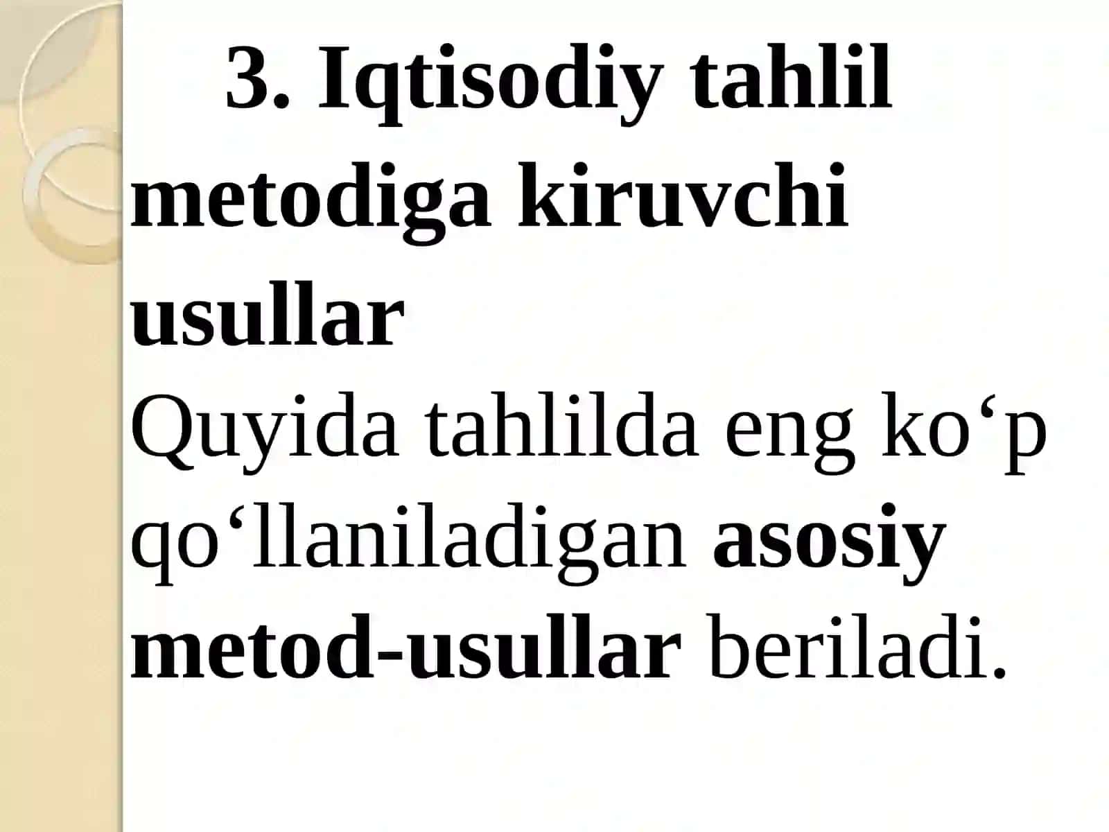 IQTISODIY TAHLIL METODI VA UNDA QO‘LLANILADIGAN USULLAR 4