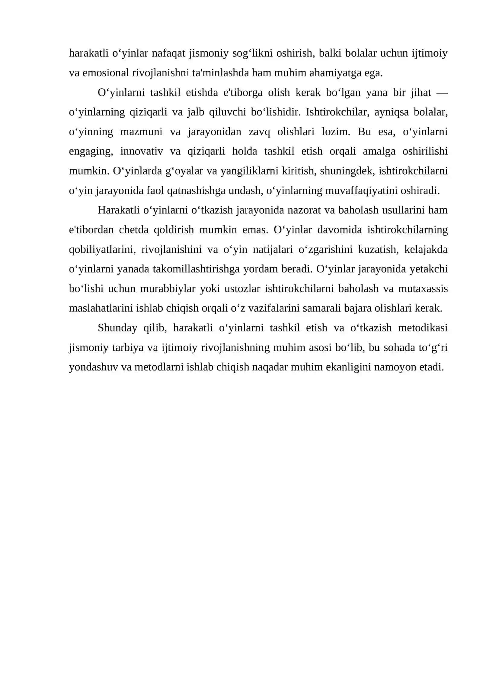 HARAKATLI O‘YINLARNI TASHKIL ETISH VA O‘TKAZISH METODIKASI 4