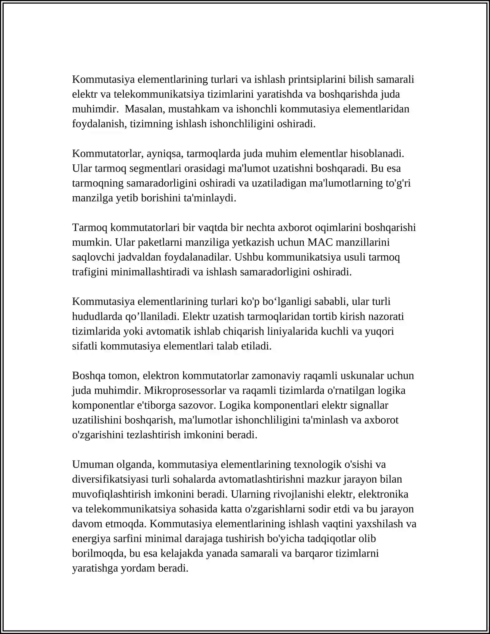 KOMMUTASIYA ELEMENTLAR.KOMMUTASIYA ELEMENTLAR ULARNING TURLARI 4