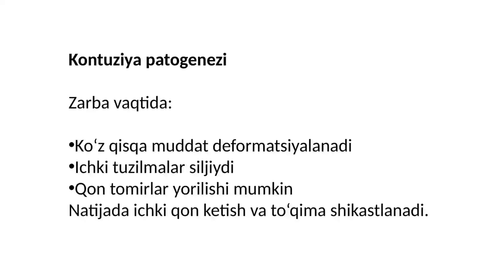 Ko’ruv a’zosi jaroxatlari. Kontuziyalar 4