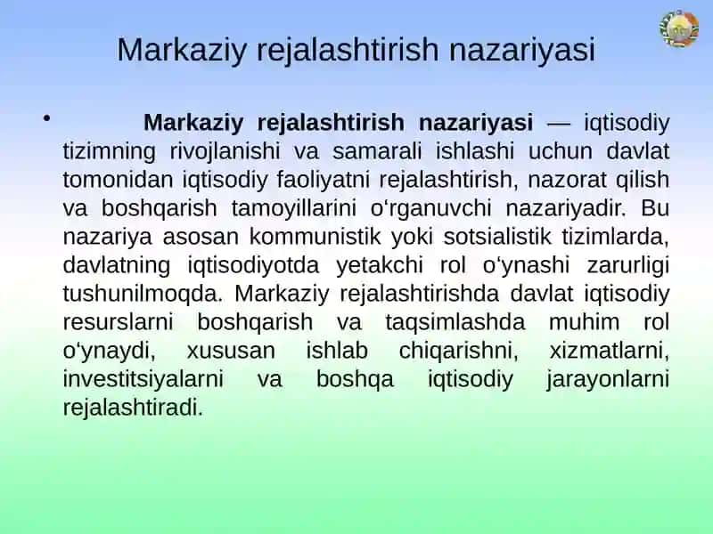MARKAZIY REJALASHTIRISH NAZARIYASI 4