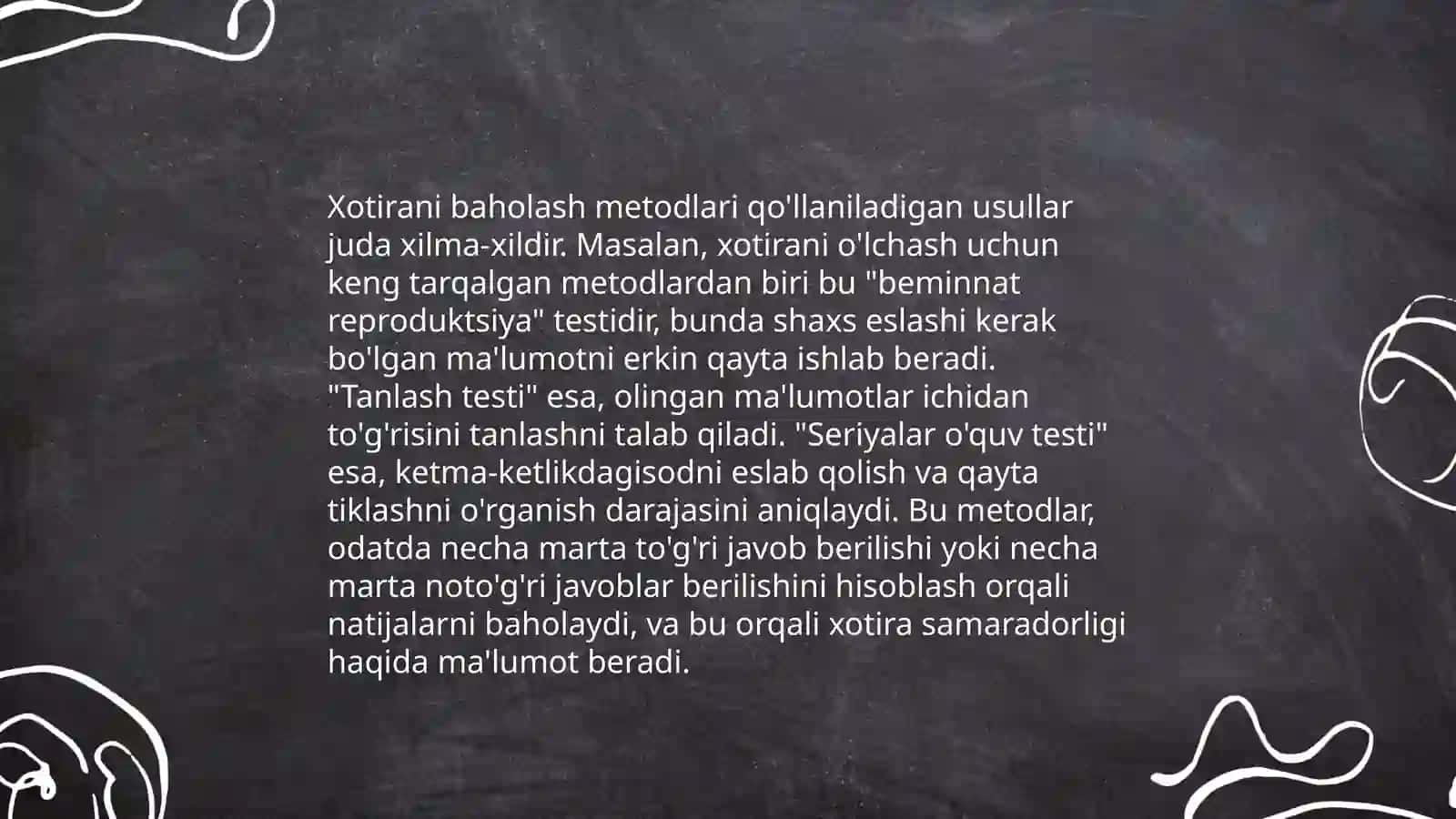 Diqqar va xotirani õrganish uchun metodikalar 4