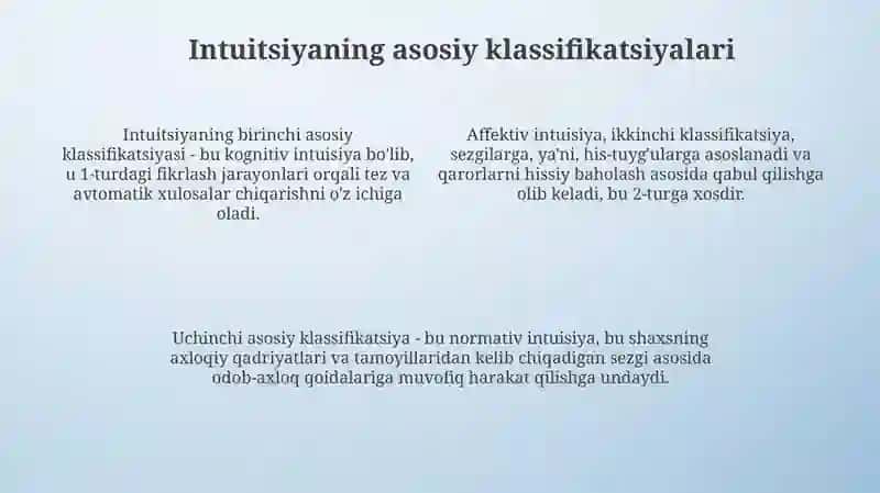 Sezgining tasnifi, sezgi klassifikatsiyalari, qonuniyatlari 4