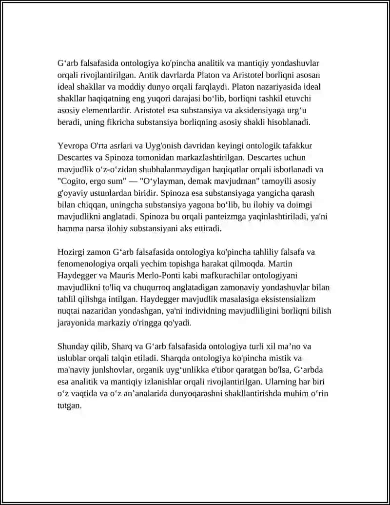 FALSAFANING MOHIYATI OID SHARQ VA GARB MUTAFAKIRLARI TARIFLARINI TASNIFLASH 4