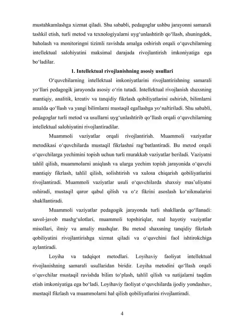 O‘quvchilarning Intellektual Imkoniyatlarini Rivojlantirish Usullari 4
