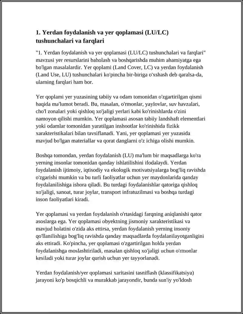 LAND-USE/LAND-COVER XARITASINI TASNIFLASH (KLASSIFIKATSIYA) 4