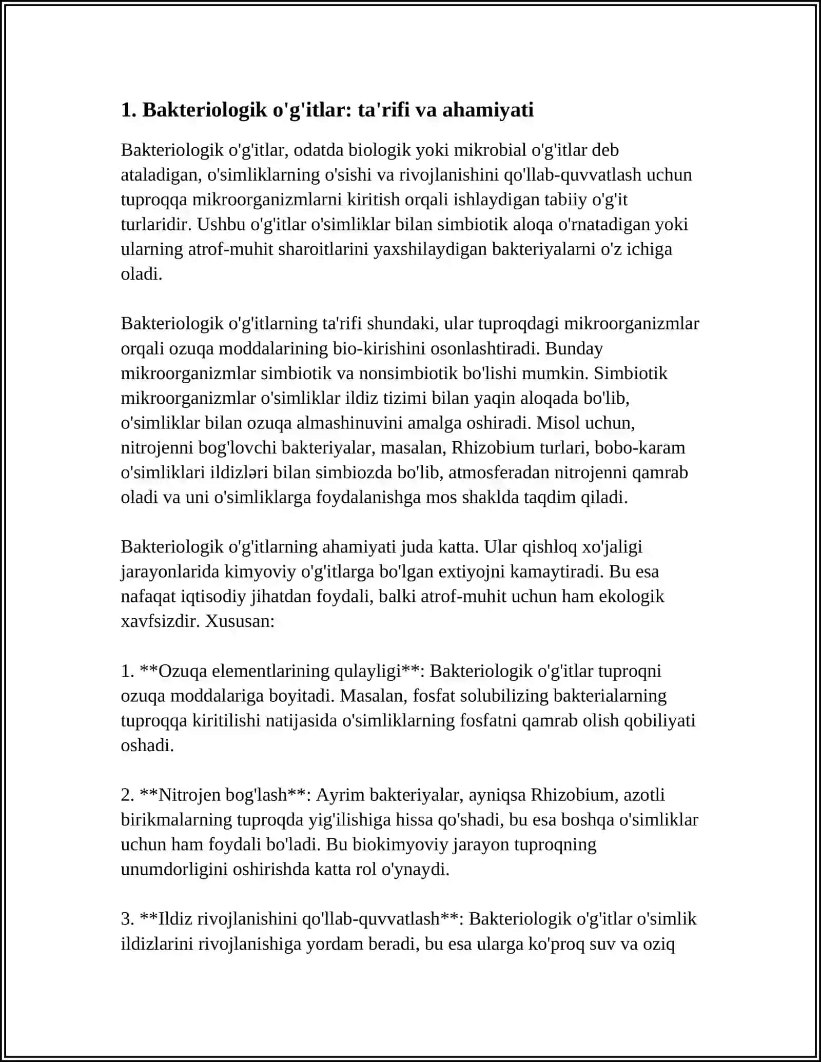 BAKTEROLOGIK OʻGʻITLARNI QOʻLLASH HAMDA MASKUR OʻGʻITLARNI MADANIY OʻSIMLIKLARNI BIONAZORAT QILISHDAGI OʻRNI 4