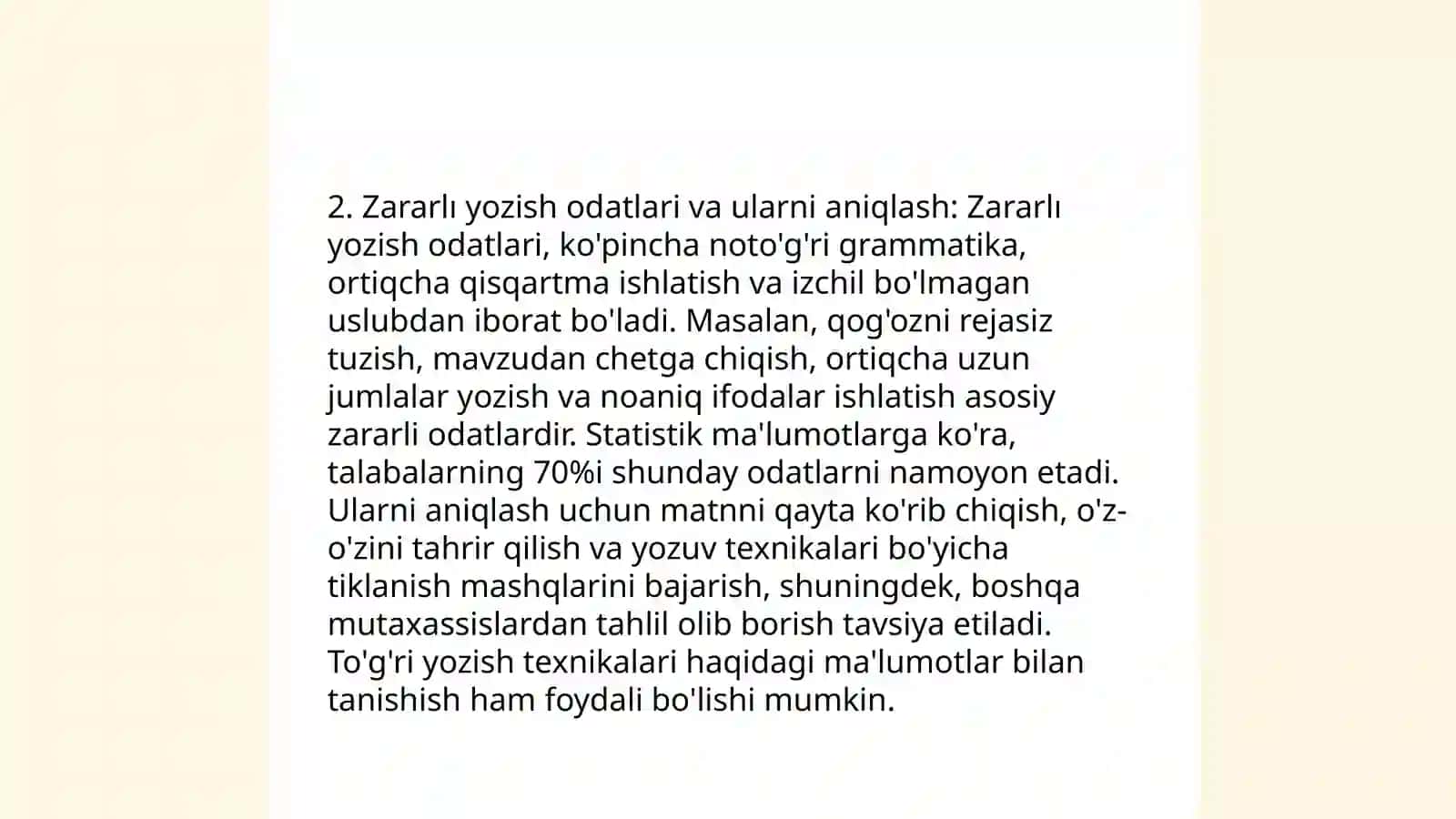 Harflarni bir xil balandlikda yozish boʻyicha koʻrsatma ishlab chiqish 4
