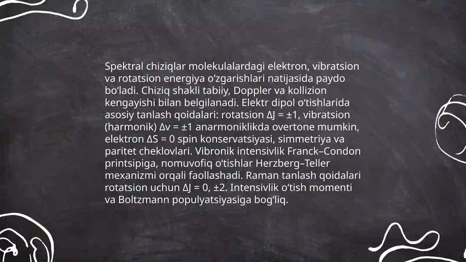 Molekulyar spektroskopiya usullarining nazariy asoslari va qo`llanilishi 4