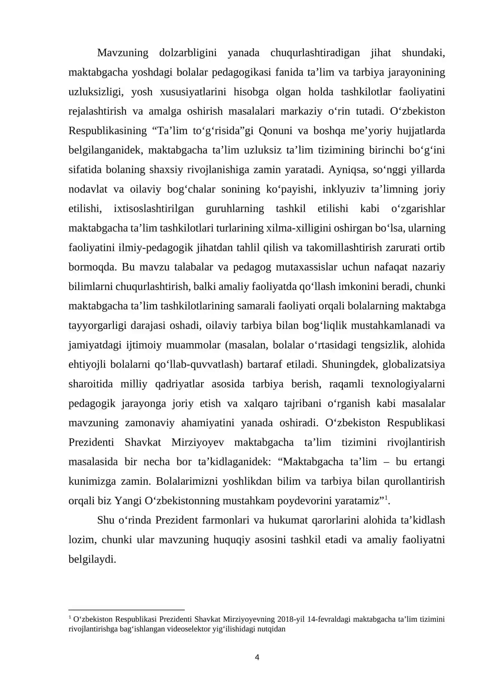 Maktabgacha ta'lim tashkiloti turlari va uning faoliyati mavzusida 4