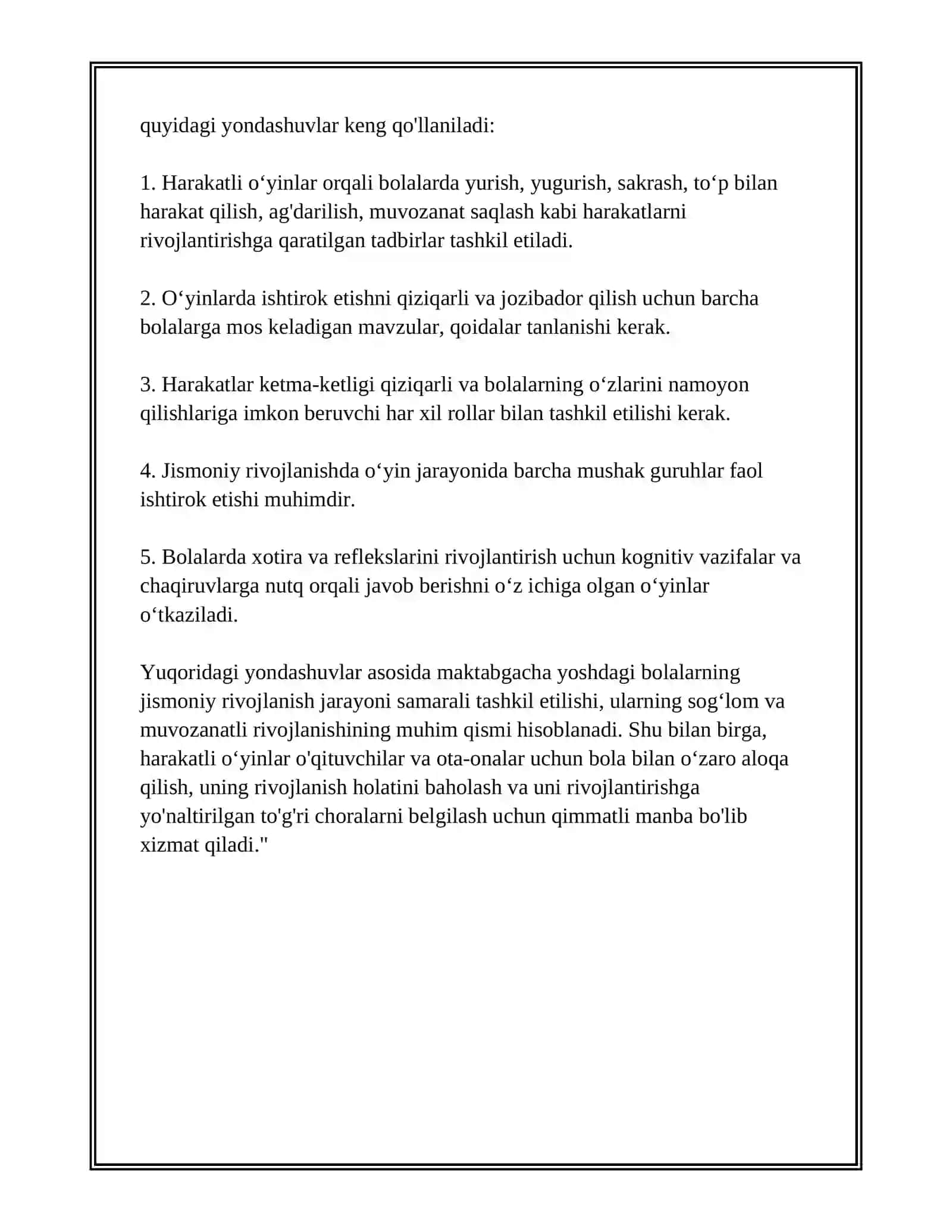 MAKTABGACHA TAʼLIMDA HARAKATLI OʻYINLAR REFERAT 4